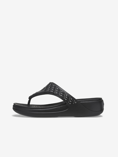 Crocs Monterey Shimmer Wedge Black Strandpapucs